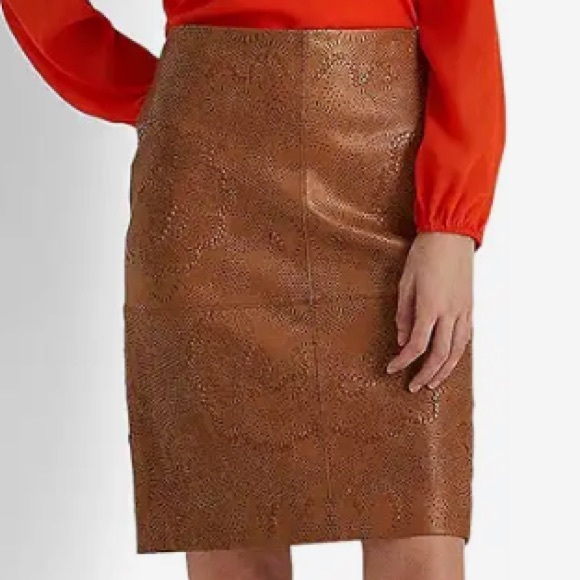 Ralph Lauren Transition 22 brown leather skirt